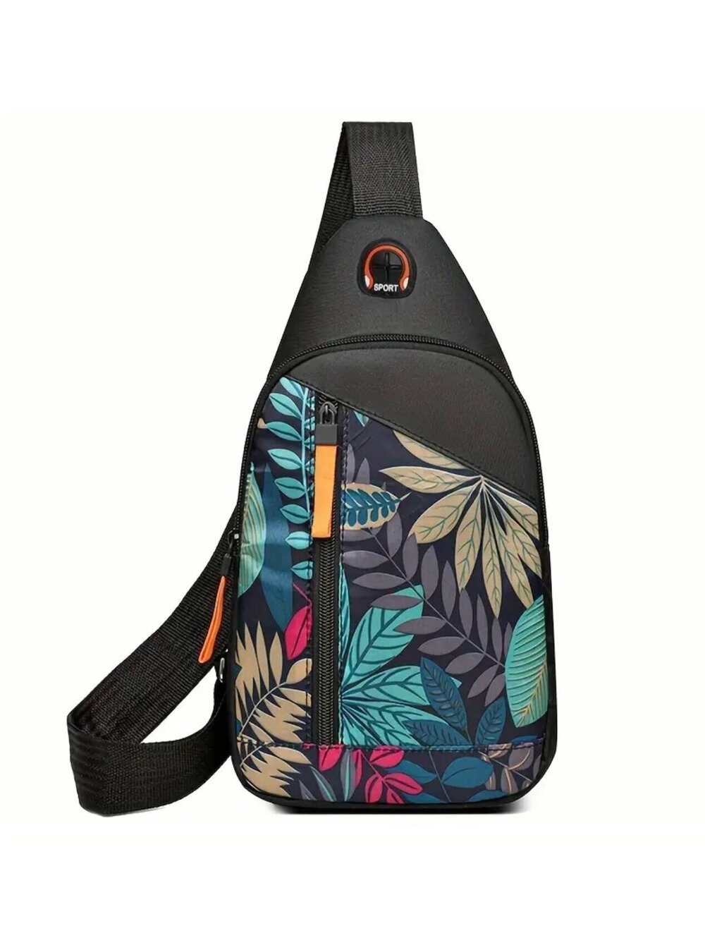 New - Colorful Leaf Print Sling Backpack - Perfect On The Go Bag